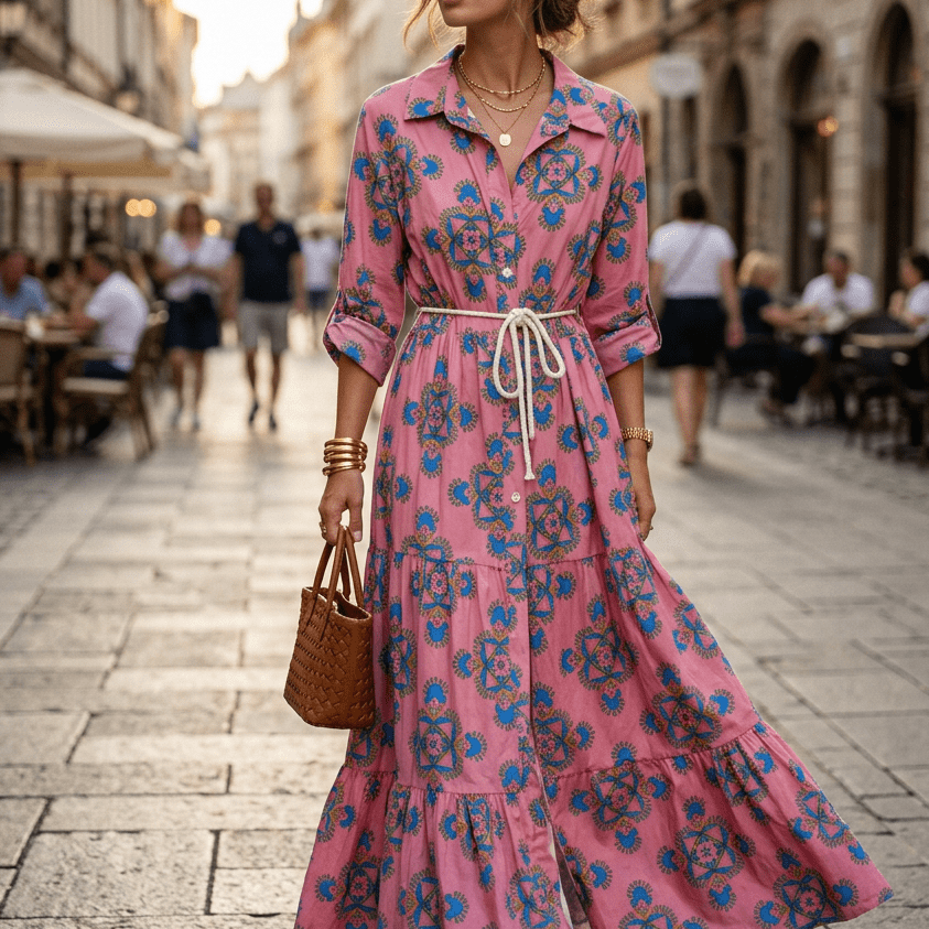 Abito camicia in fantasia in cotone. - TreemmeCreazioni