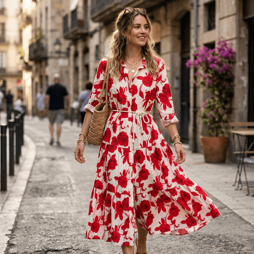 Abito camicia in fantasia in cotone. - TreemmeCreazioni