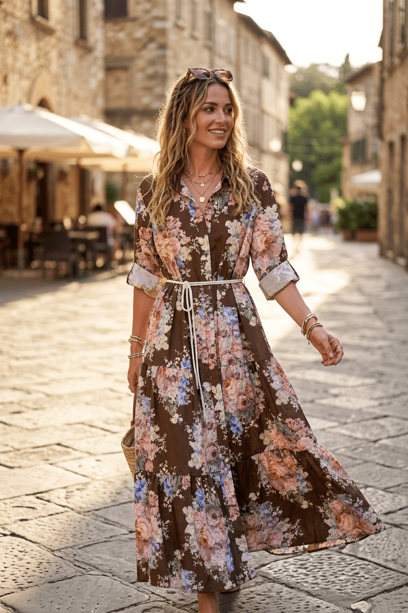 Abito camicia in fantasia in cotone. - TreemmeCreazioni