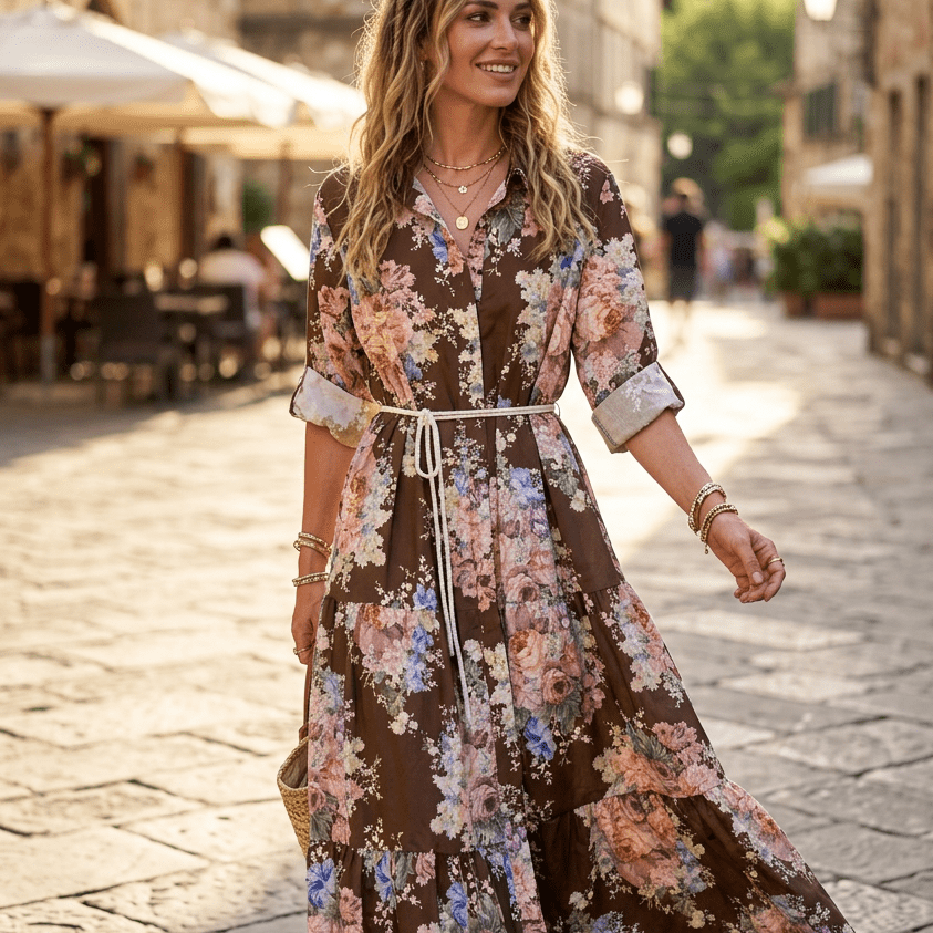 Abito camicia in fantasia in cotone. - TreemmeCreazioni
