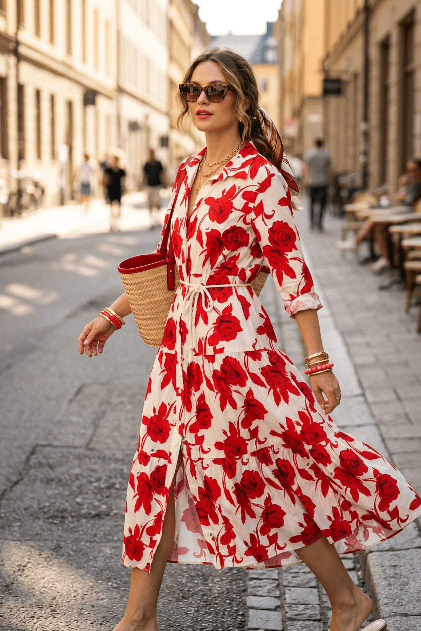 Abito camicia in fantasia in cotone. - TreemmeCreazioni