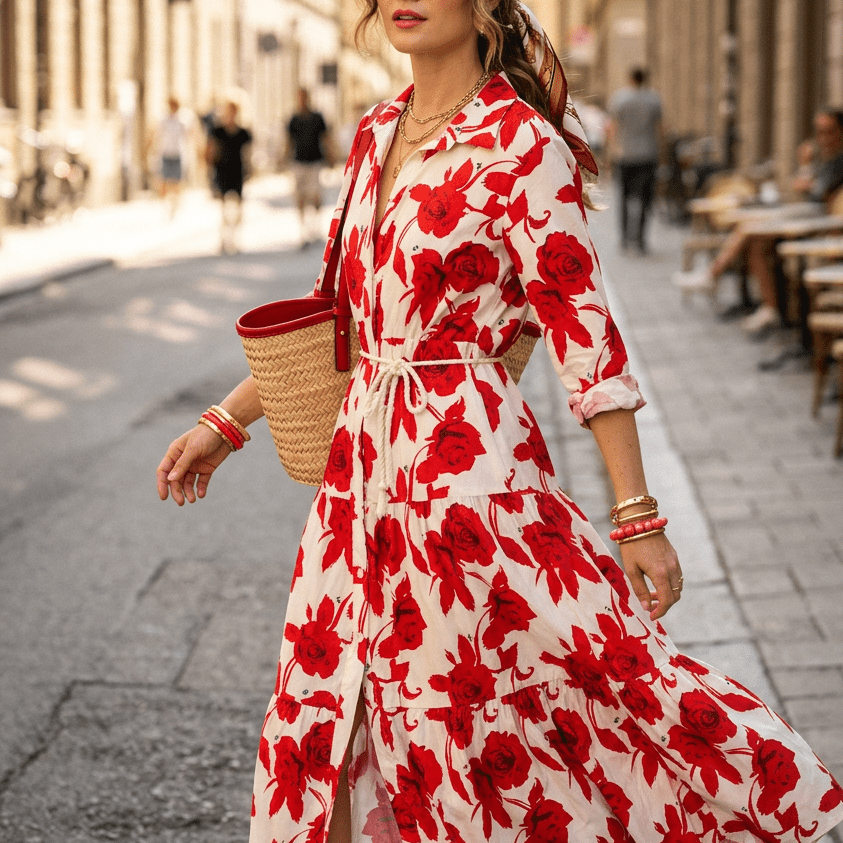 Abito camicia in fantasia in cotone. - TreemmeCreazioni