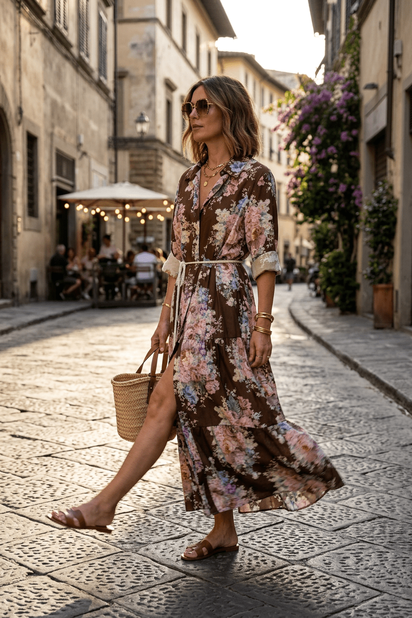 Abito camicia in fantasia in cotone. - TreemmeCreazioni