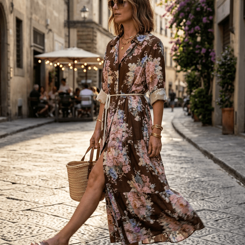 Abito camicia in fantasia in cotone. - TreemmeCreazioni