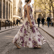 Abito con fantasia fiori viola/lilla. - TreemmeCreazioni
