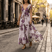 Abito con fantasia fiori viola/lilla. - TreemmeCreazioni
