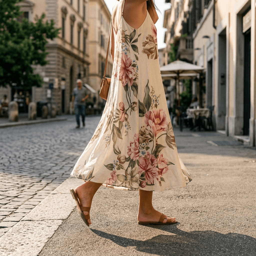 Abito con fiori in cotone. - TreemmeCreazioni