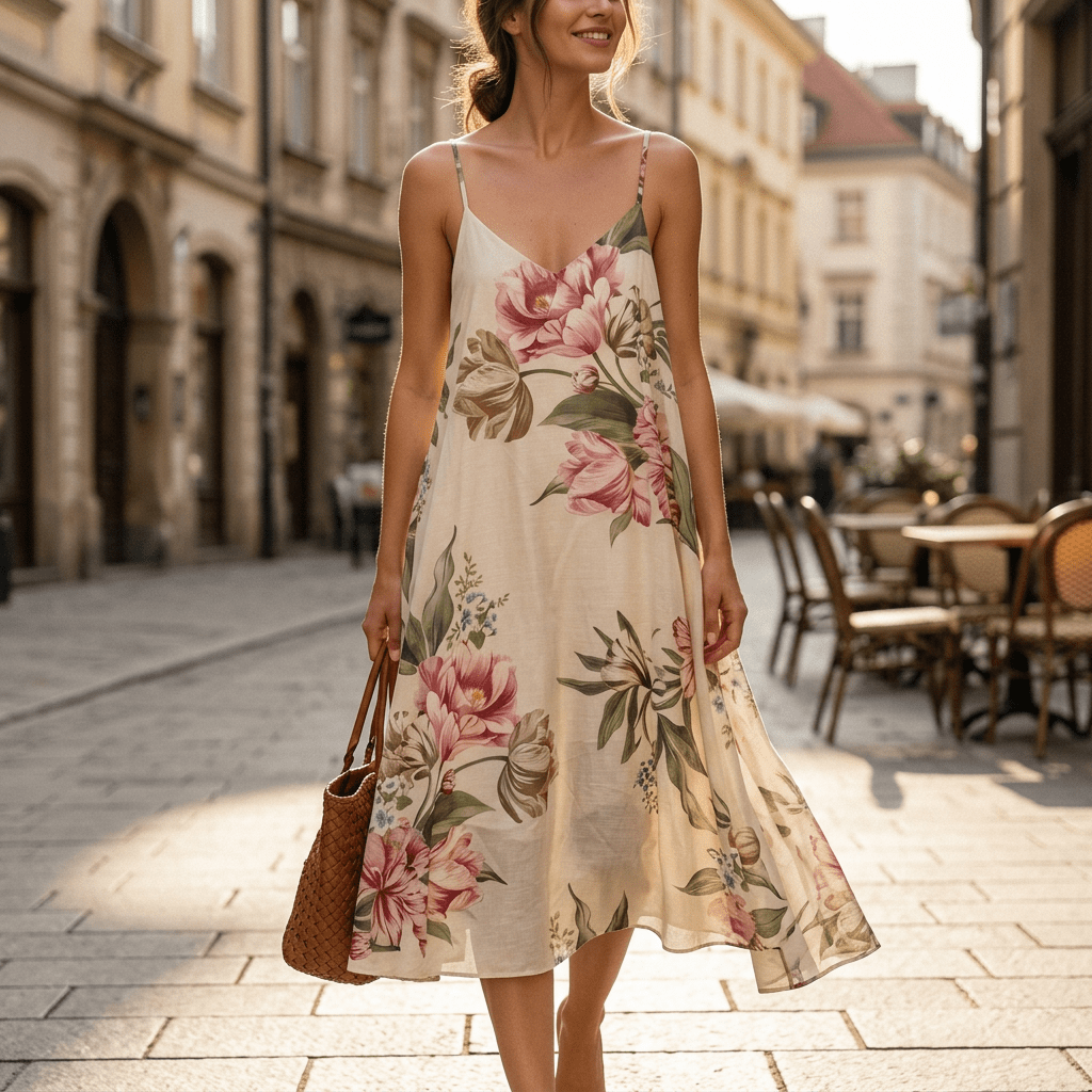 Abito con fiori in cotone. - TreemmeCreazioni