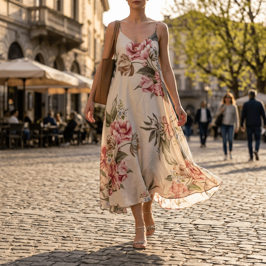 Abito con fiori in cotone. - TreemmeCreazioni