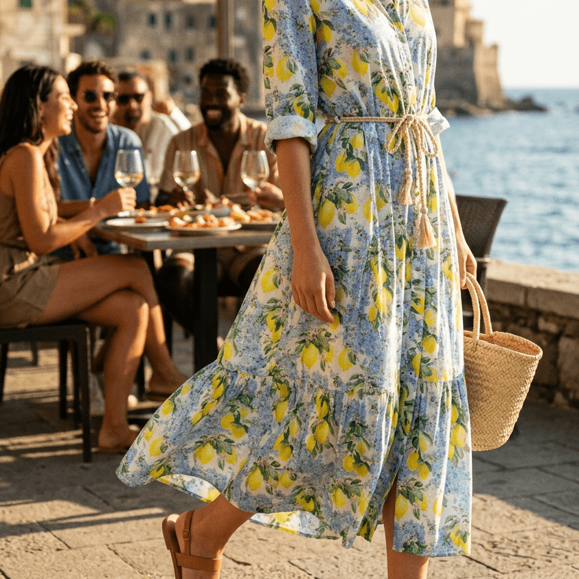 Abito in cotone fantasia limoni. - TreemmeCreazioni