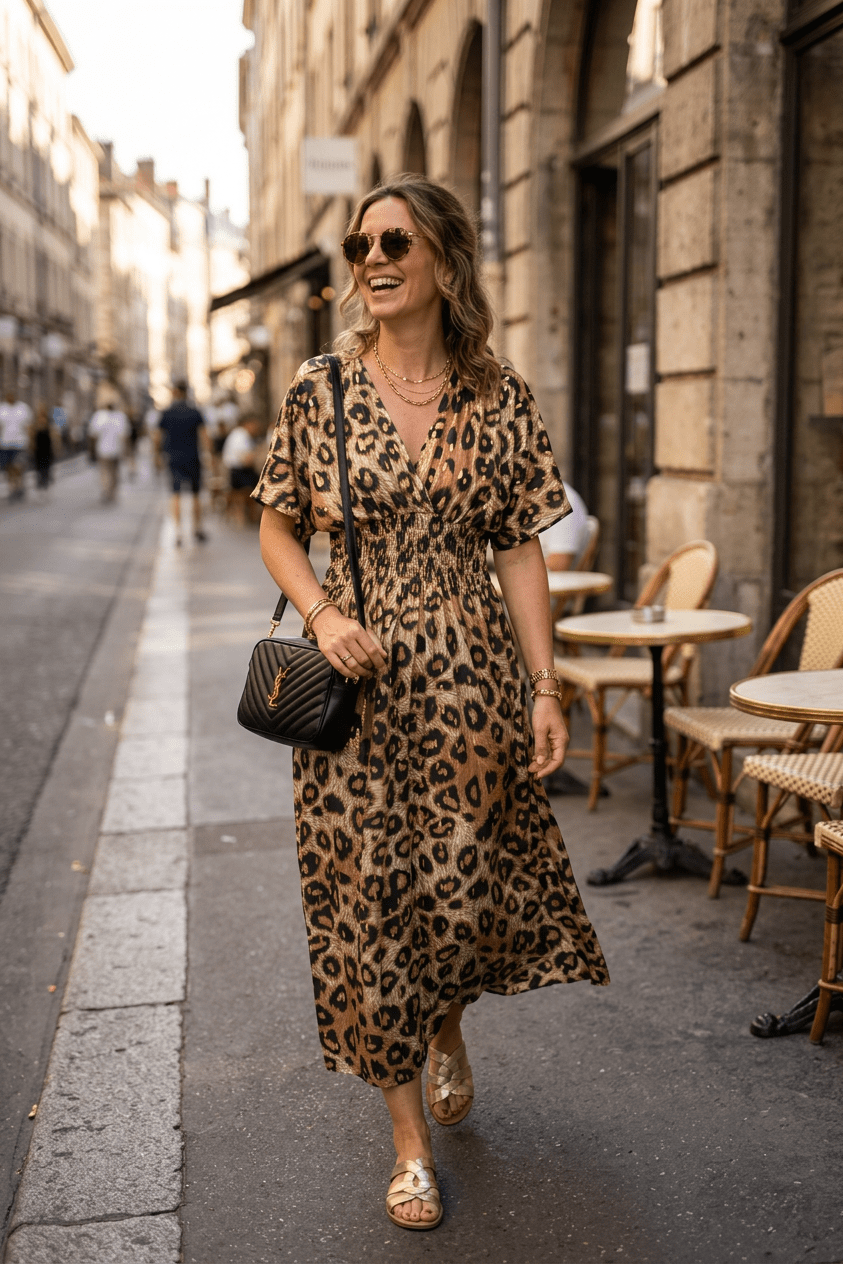 Abito in tessuto elasticizzato con stampa animalier - TreemmeCreazioni