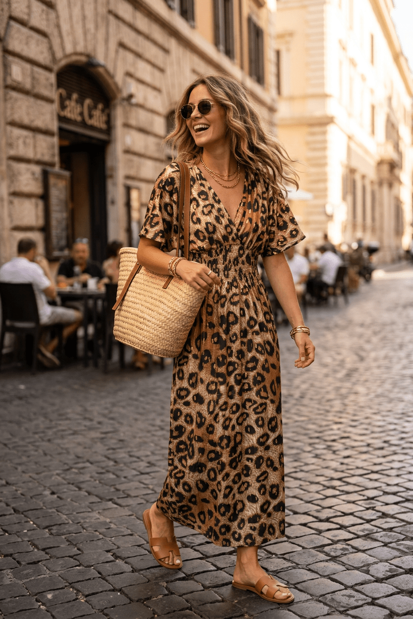 Abito in tessuto elasticizzato con stampa animalier - TreemmeCreazioni