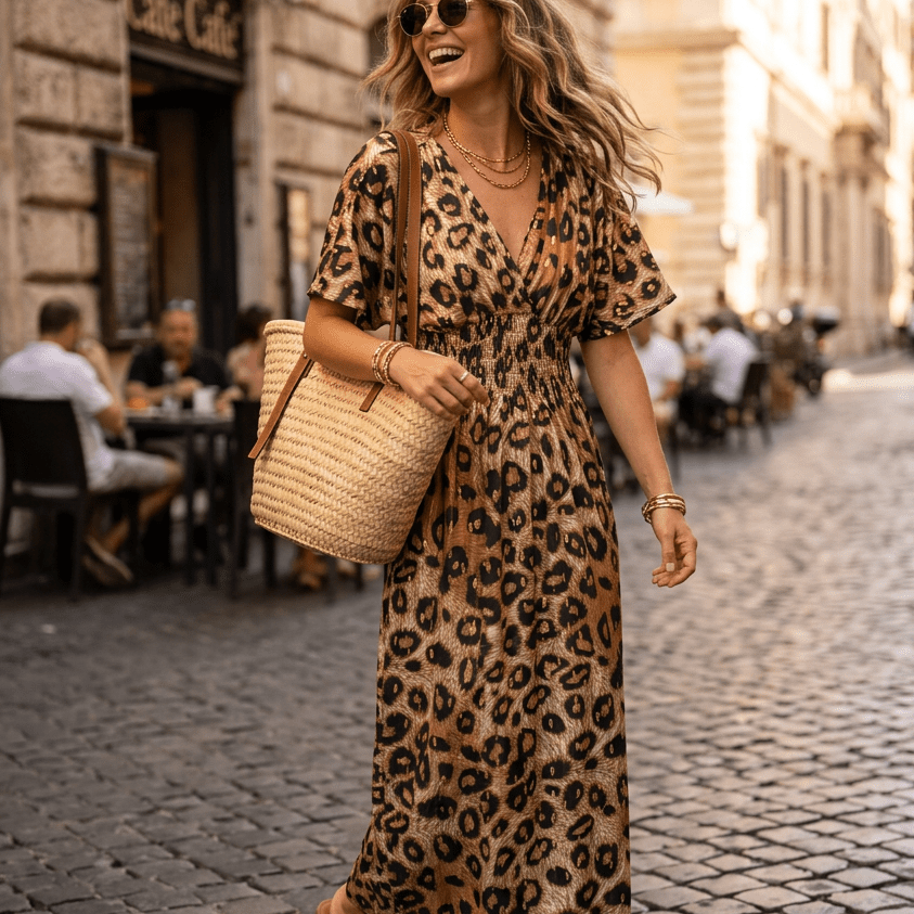 Abito in tessuto elasticizzato con stampa animalier - TreemmeCreazioni