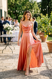 Abito lungo elegante corallo. - TreemmeCreazioni