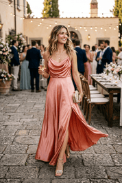 Abito lungo elegante corallo. - TreemmeCreazioni