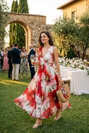 Abito lungo elegante floreale. - TreemmeCreazioni