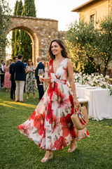 Abito lungo elegante floreale.