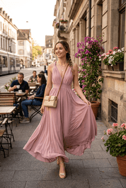 Abito lungo elegante in rosa cipria. - TreemmeCreazioni