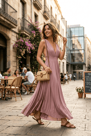Abito lungo elegante in rosa cipria. - TreemmeCreazioni