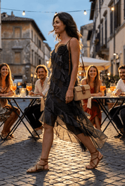 Abito midi in tulle nero. - TreemmeCreazioni