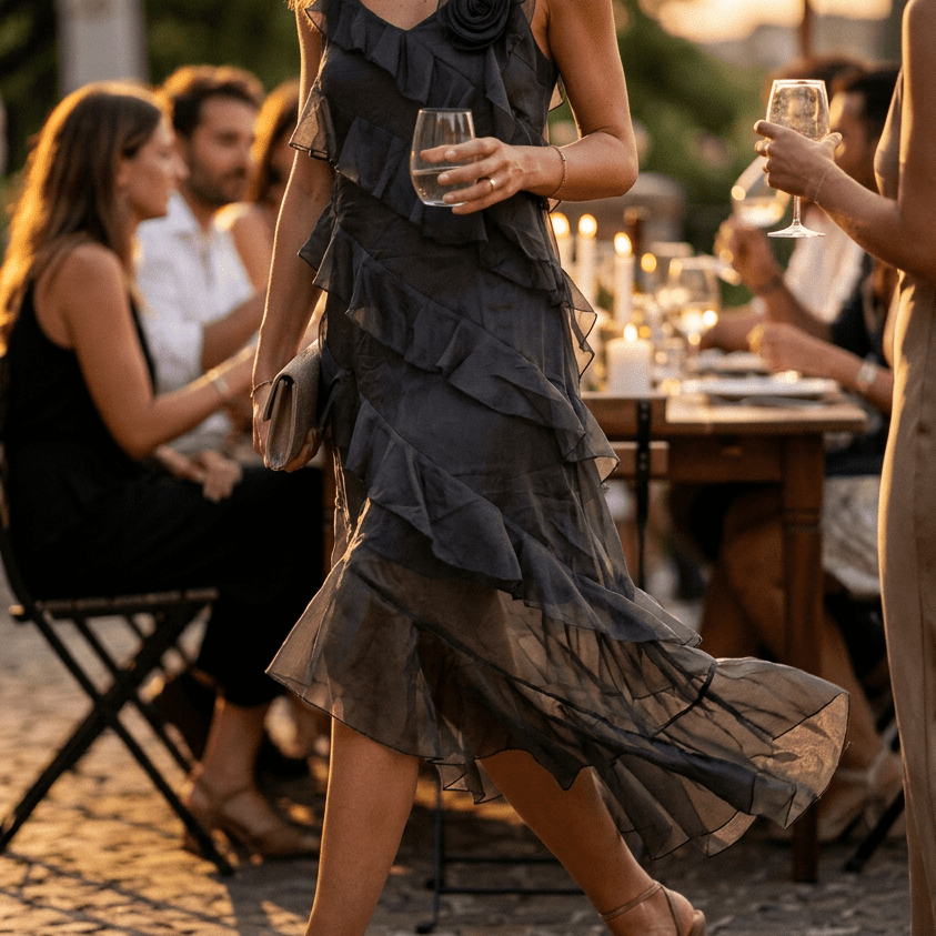 Abito midi in tulle nero. - TreemmeCreazioni