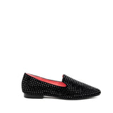 Ballerina in camoscio rasato nero con strass