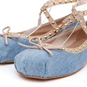 Ballerina in denim con profili in nappa. - TreemmeCreazioni