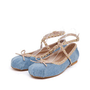 Ballerina in denim con profili in nappa. - TreemmeCreazioni