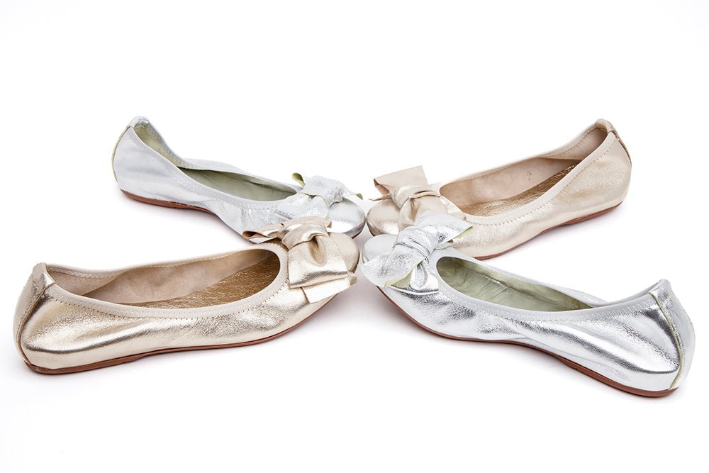 Ballerina in nappa argento con maxi fiocco. TreemmeCreazioni