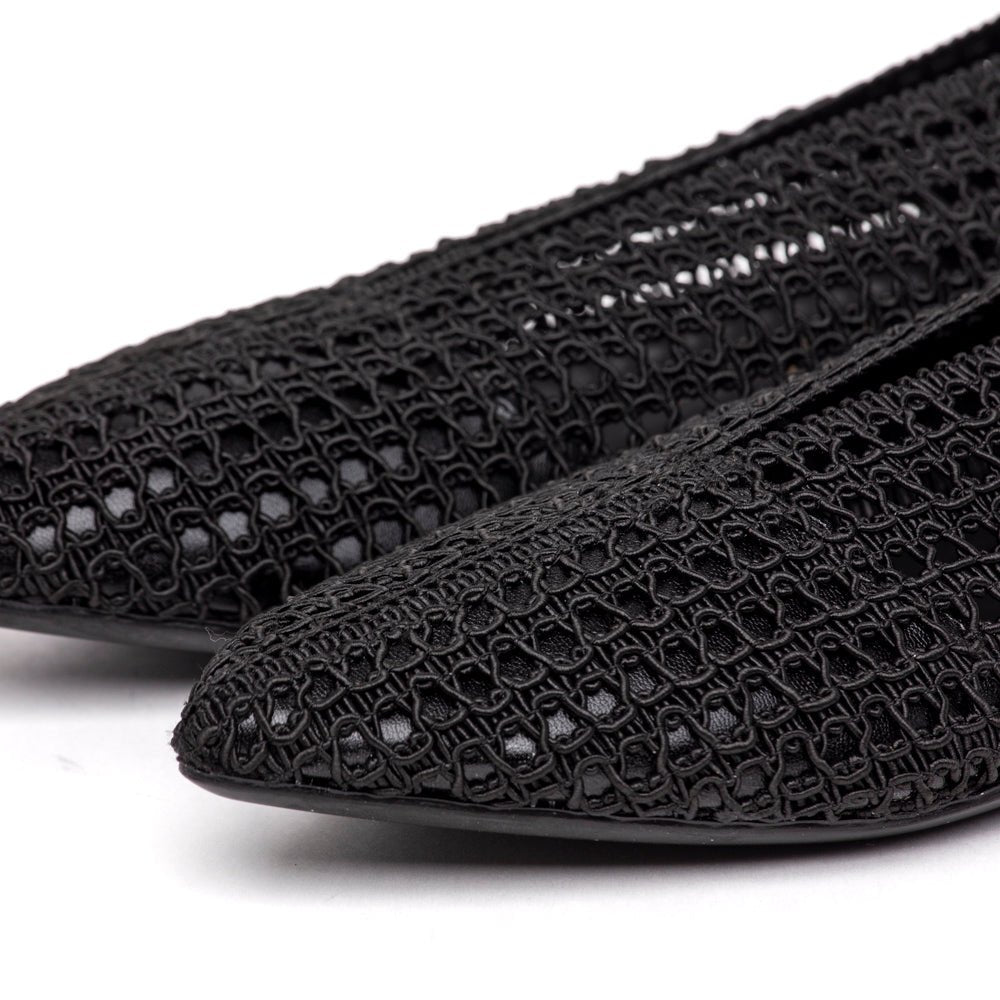 Ballerina in pelle e tessuto elasticizzato nero - TreemmeCreazioni