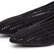 Ballerina in pelle e tessuto elasticizzato nero - TreemmeCreazioni