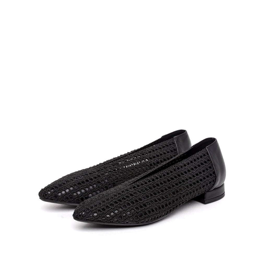 Ballerina in pelle e tessuto elasticizzato nero - TreemmeCreazioni