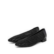 Ballerina in pelle e tessuto elasticizzato nero - TreemmeCreazioni