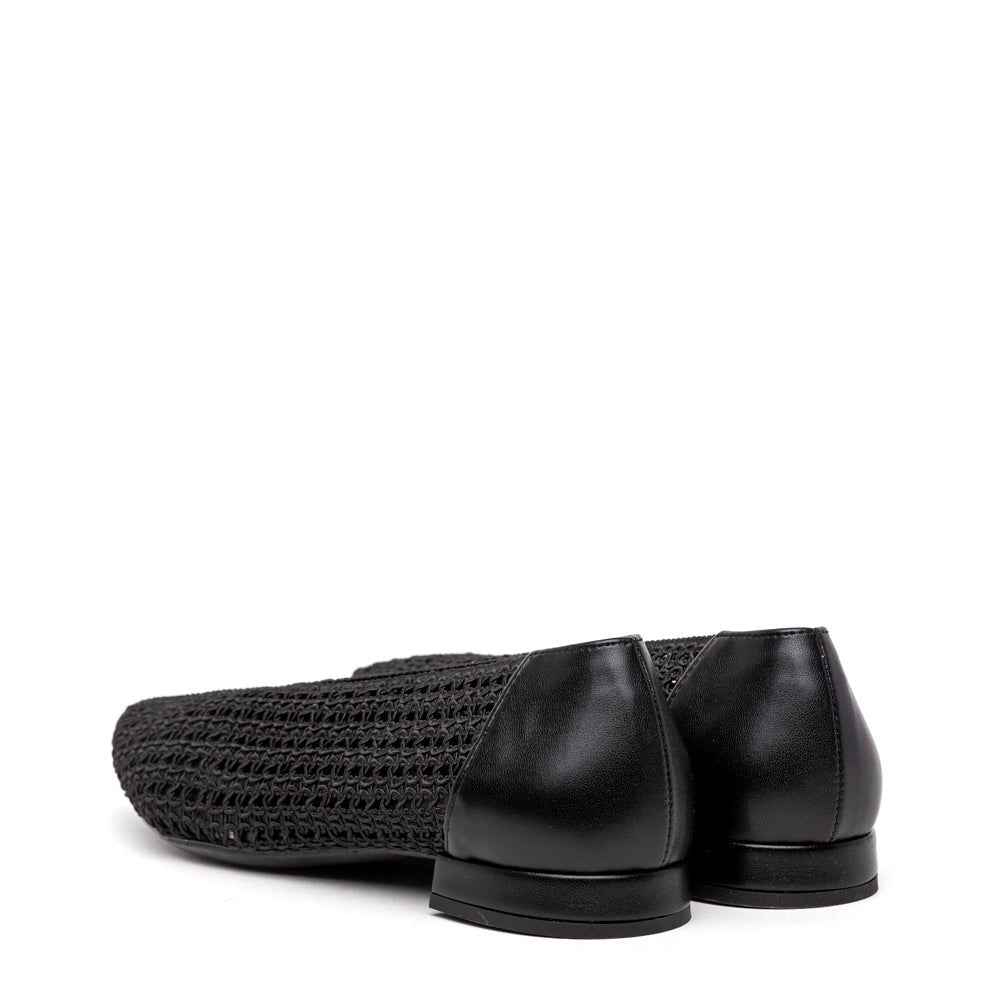 Ballerina in pelle e tessuto elasticizzato nero - TreemmeCreazioni