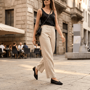 Ballerina in pelle e tessuto elasticizzato nero - TreemmeCreazioni