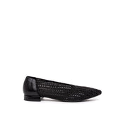 Ballerina in pelle e tessuto elasticizzato nero