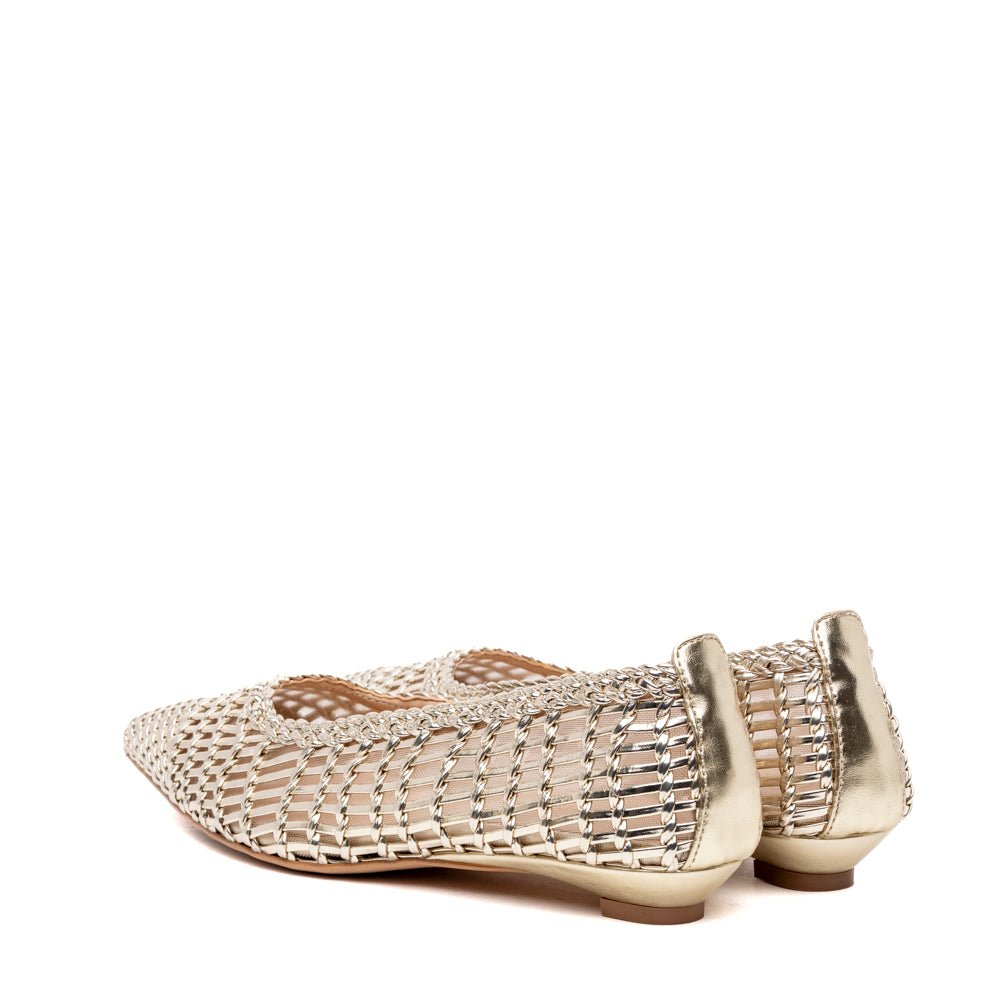 Ballerina in pelle e tessuto elasticizzato platino - TreemmeCreazioni