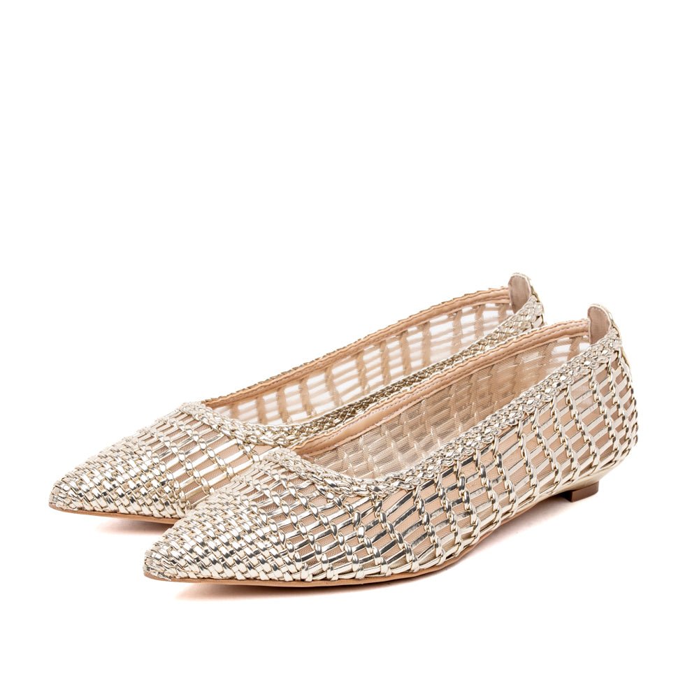 Ballerina in pelle e tessuto elasticizzato platino - TreemmeCreazioni