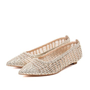 Ballerina in pelle e tessuto elasticizzato platino - TreemmeCreazioni