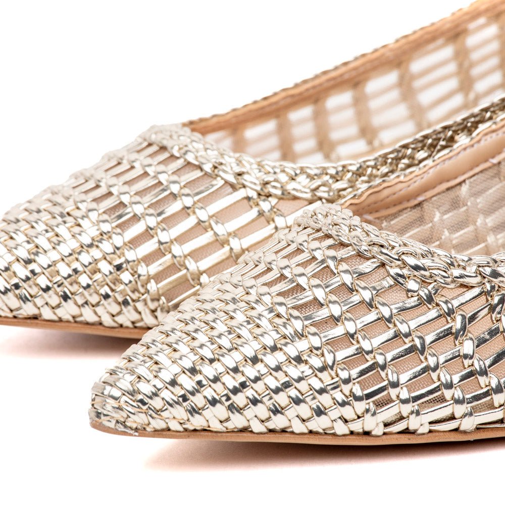 Ballerina in pelle e tessuto elasticizzato platino - TreemmeCreazioni