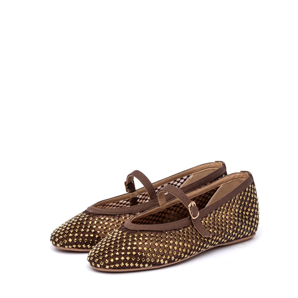 Ballerina in tessuto mesh marrone - TreemmeCreazioni