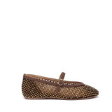 Ballerina in tessuto mesh marrone