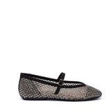 Ballerina in tessuto mesh nero con strass