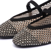 Ballerina in tessuto mesh nero con strass - TreemmeCreazioni