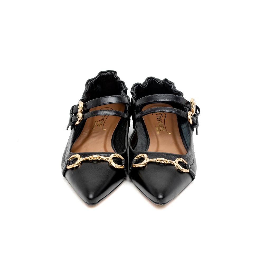 Ballerina Mary Jane in nappa nera con morsetto - TreemmeCreazioni
