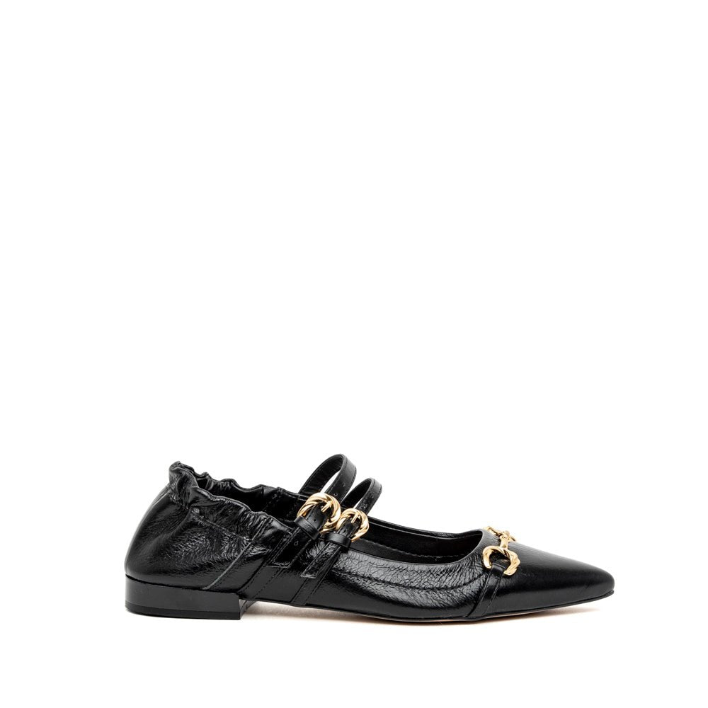 Ballerina Mary Jane in nappa nera con morsetto - TreemmeCreazioni