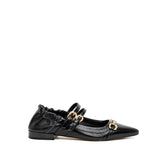Ballerina Mary Jane in nappa nera con morsetto