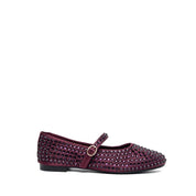 Ballerina Mary Jane in raso bordeaux con strass - TreemmeCreazioni