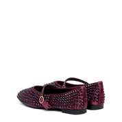 Ballerina Mary Jane in raso bordeaux con strass - TreemmeCreazioni