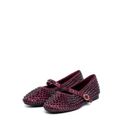 Ballerina Mary Jane in raso bordeaux con strass - TreemmeCreazioni